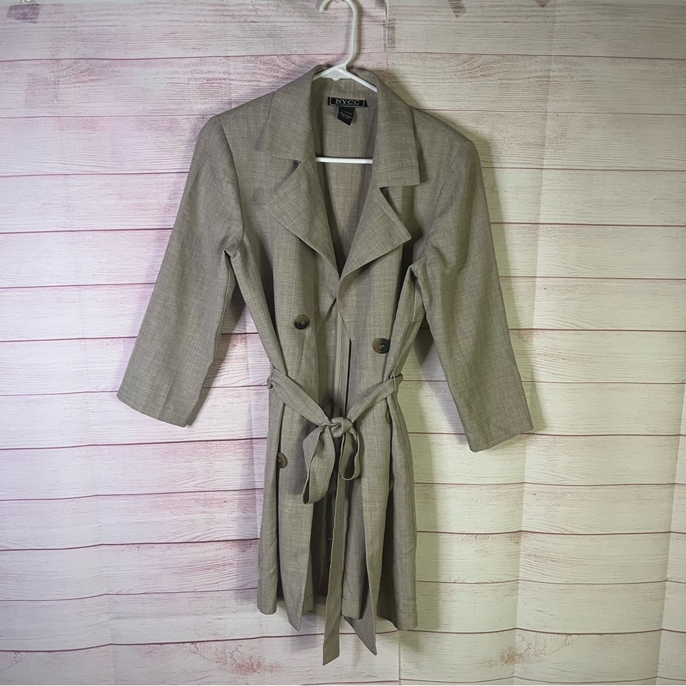 NYCC Light Weight Open Front Double Breasted Belted Jacket Size Medium‎